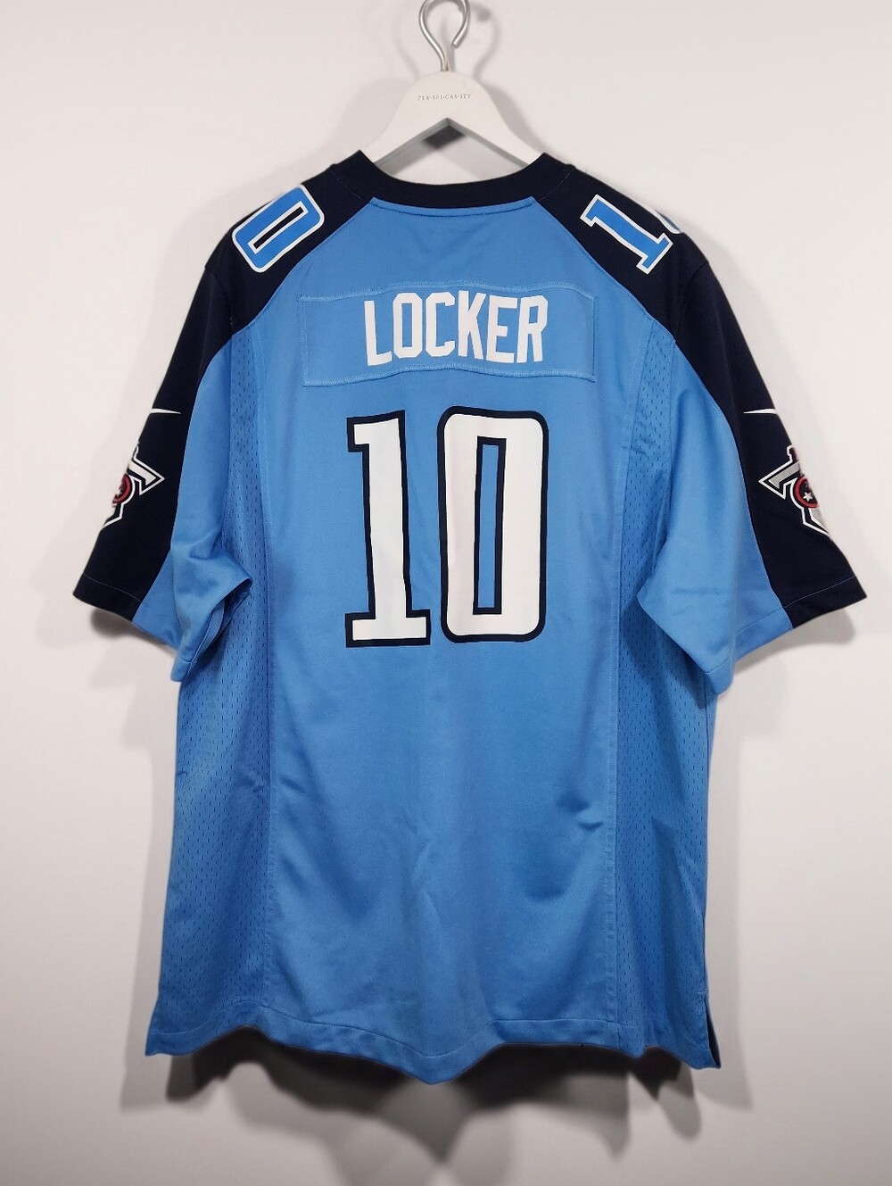 Nike Tennessee Titans Jake Locker Game Jersey - Light Blue #10 Size XL